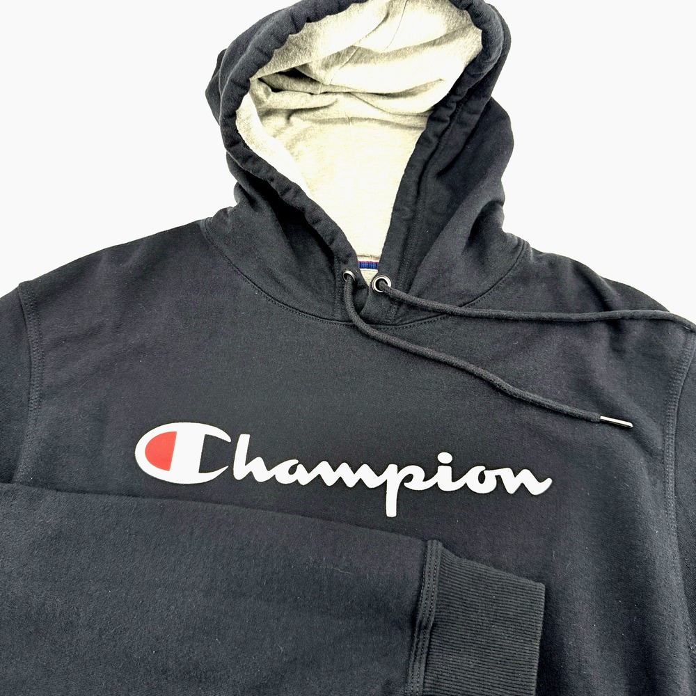 Champion Hoodie M Longsleeve Script Logo Powerblend Drawstring Kangaroo Pocket